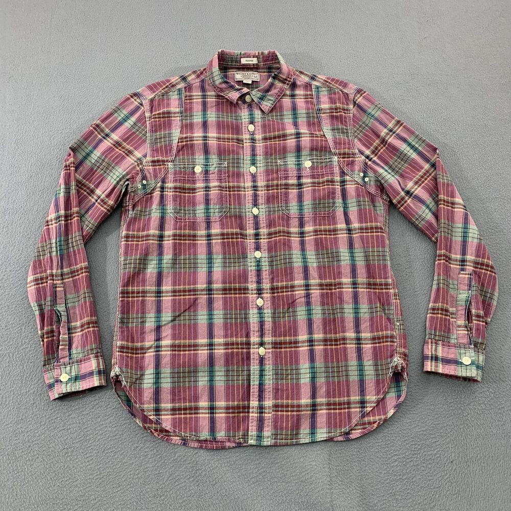 Wallace & Barnes Button Shirt Mens Medium Indian Madras Plaid Long Sleeve